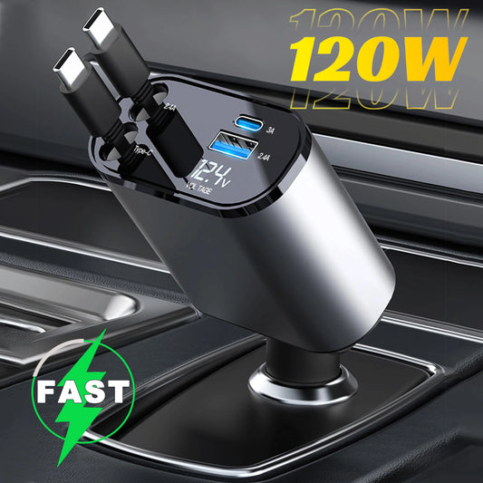 4 in 1 Retractable Car Charger